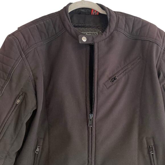 Mens Street & Steel Black Padded Full Zip Biker Bomber Jacket Size Medium - Picture 5 of 16